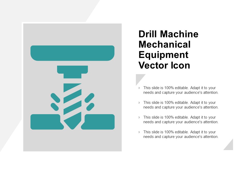 Drill Machine Mechanical Equipment Vector Icon Ppt PowerPoint Presentation Outline Model