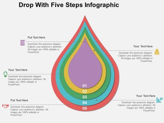 Drop With Five Steps Infographic Powerpoint Templates