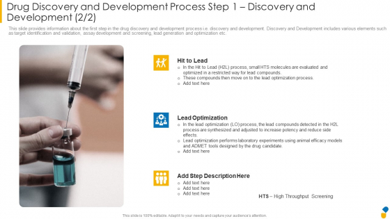 Drug Discovery And Development Process Step 1 Discovery And Development Optimization Formats PDF