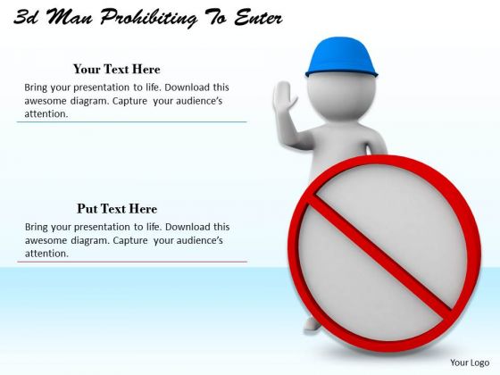 Developing Business Strategy 3d Man Prohibiting To Enter Character