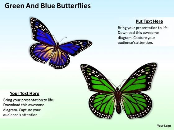 Developing Business Strategy Green And Blue Butterflies Icons Images