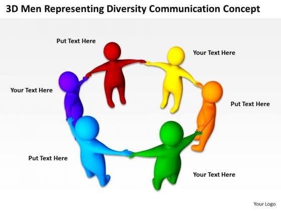 Diagram Of Business Cycle 3d Men Representing Diversity Communication Concept PowerPoint Templates