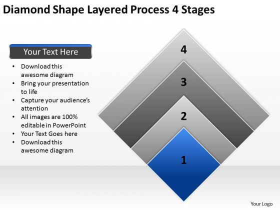 Diamond Shape Layered Process 4 Stages Professional Business Plan Template PowerPoint Slides Diamond Shape Layered Process 4 Stages Professional Business Plan Template PowerPoint Slides