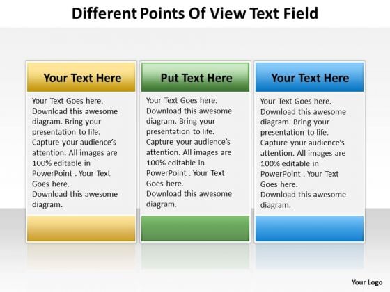 Different Points Of View Text Field Radial Diagram PowerPoint Templates