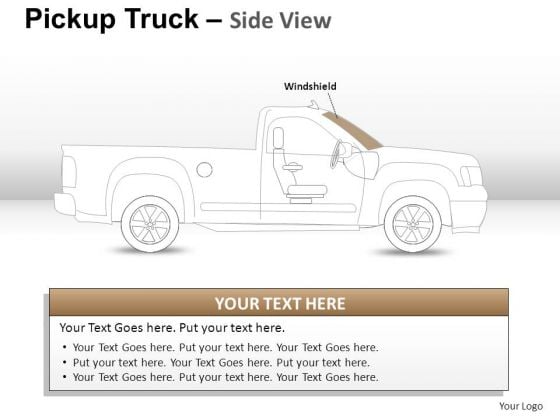 Dispose Pickup Brown Truck Side View PowerPoint Slides And Ppt Diagram Templates
