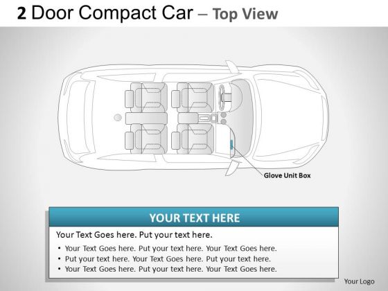 Distortion 2 Door Gray Car Top PowerPoint Slides And Ppt Diagram Templates