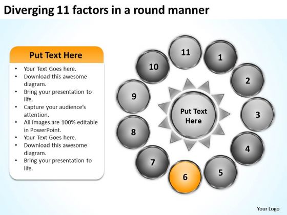 Diverging 11 Factors Round Manner Circular Flow Motion Diagram PowerPoint Slides Diverging 11 Factors Round Manner Circular Flow Motion Diagram PowerPoint Slides