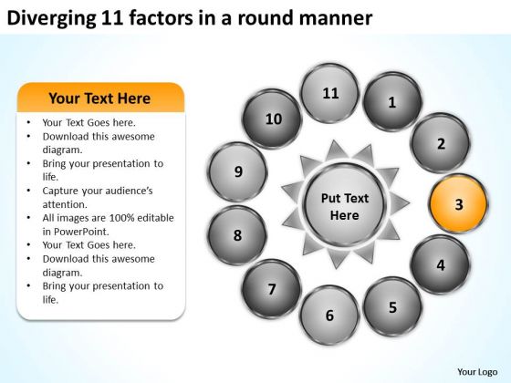 Diverging 11 Factors Round Manner Circular Process Chart PowerPoint Templates Diverging 11 Factors Round Manner Circular Process Chart PowerPoint Templates