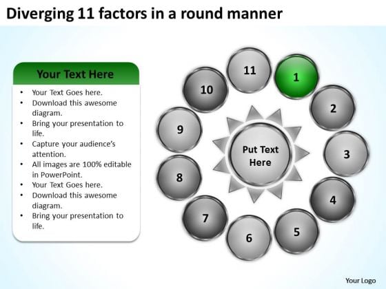 Diverging 11 Factors Round Manner Radial Diagram PowerPoint Templates Diverging 11 Factors Round Manner Radial Diagram PowerPoint Templates