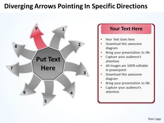 Diverging Arrows Pointing Specific Directions Chart Software PowerPoint Template Diverging Arrows Pointing Specific Directions Chart Software PowerPoint Template