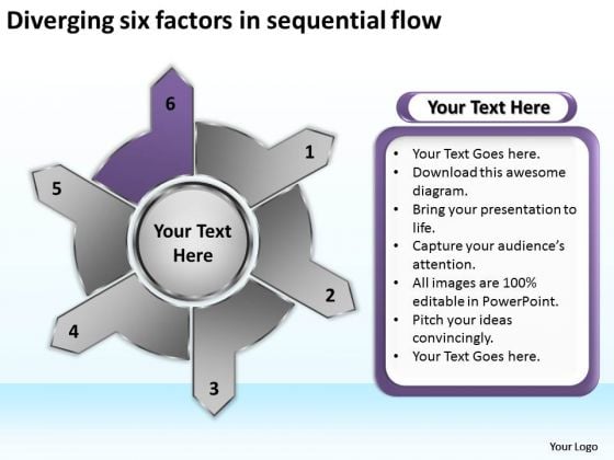 Diverging Six Factors Sequential Flow Circular Arrow Process PowerPoint Slides Diverging Six Factors Sequential Flow Circular Arrow Process PowerPoint Slides