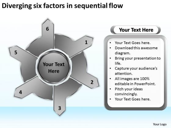 Diverging Six Factors Sequential Flow Circular Layout Chart PowerPoint Templates Diverging Six Factors Sequential Flow Circular Layout Chart PowerPoint Templates