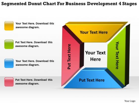Donut Chart For Business Development 4 Stages Plan Excel PowerPoint Templates