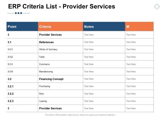 ERP Criteria List Provider Services Ppt PowerPoint Presentation Pictures Portrait ERP Criteria List Provider Services Ppt PowerPoint Presentation Pictures Portrait