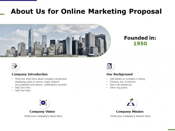 E Marketing About Us For Online Marketing Proposal Ppt Inspiration Themes PDF