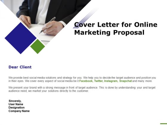 E Marketing Cover Letter For Online Marketing Proposal Ppt Influencers PDF