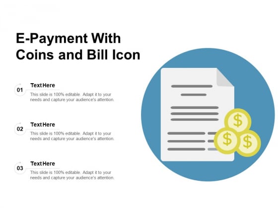 E Payment With Coins And Bill Icon Ppt PowerPoint Presentation Infographic Template Tips PDF E Payment With Coins And Bill Icon Ppt PowerPoint Presentation Infographic Template Tips PDF