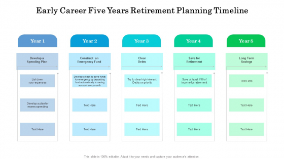 Early Career Five Years Retirement Planning Timeline Portrait Early Career Five Years Retirement Planning Timeline Portrait