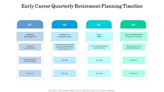 Early Career Quarterly Retirement Planning Timeline Slides