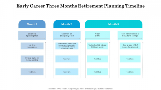 Early Career Three Months Retirement Planning Timeline Download