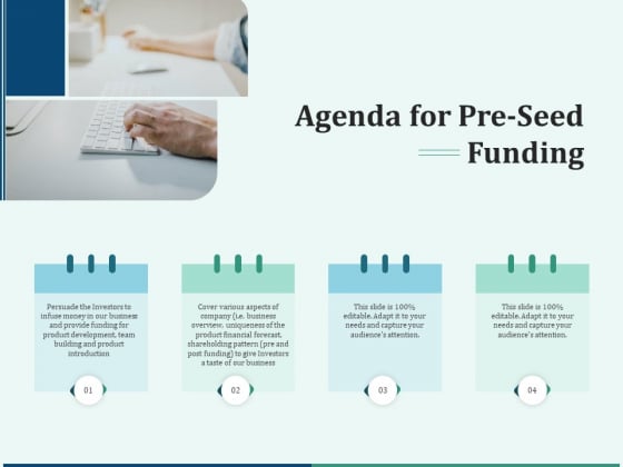 Early Stage Funding Agenda For Pre Seed Funding Ppt Portfolio Brochure PDF Early Stage Funding Agenda For Pre Seed Funding Ppt Portfolio Brochure PDF
