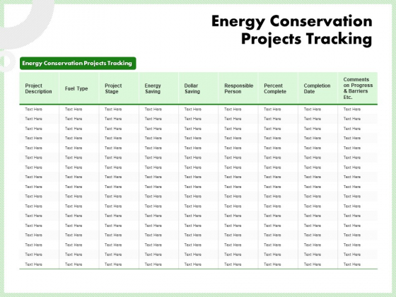 Eco Friendly And Feasibility Management Energy Conservation Projects Tracking Template PDF