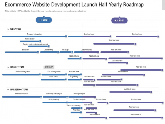 Ecommerce Website Development Launch Half Yearly Roadmap Infographics Ecommerce Website Development Launch Half Yearly Roadmap Infographics