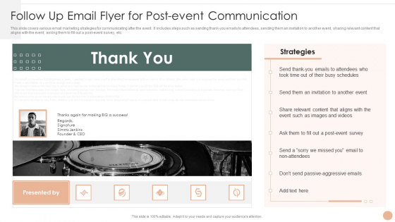Effective Company Event Communication Tactics Follow Up Email Flyer For Post Event Communication Sample PDF
