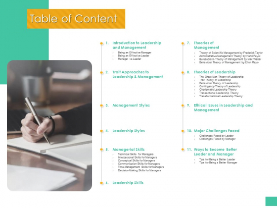 Effective Management Styles For Leaders Table Of Content Formats PDF Effective Management Styles For Leaders Table Of Content Formats PDF