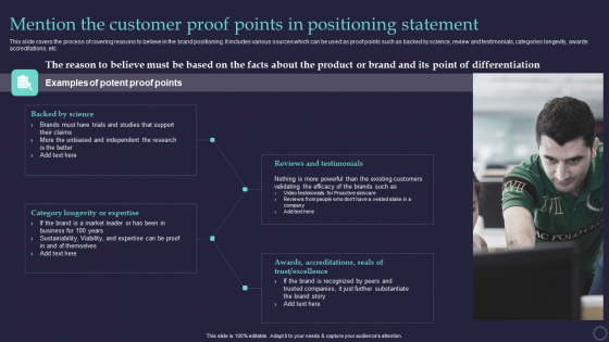 Effective Positioning Strategy Plan Mention The Customer Proof Points In Positioning Slides PDF