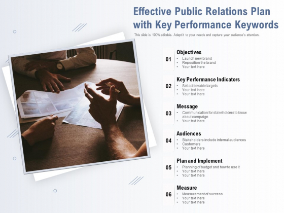 Effective Public Relations Plan With Key Performance Keywords Ppt PowerPoint Presentation Professional Layouts