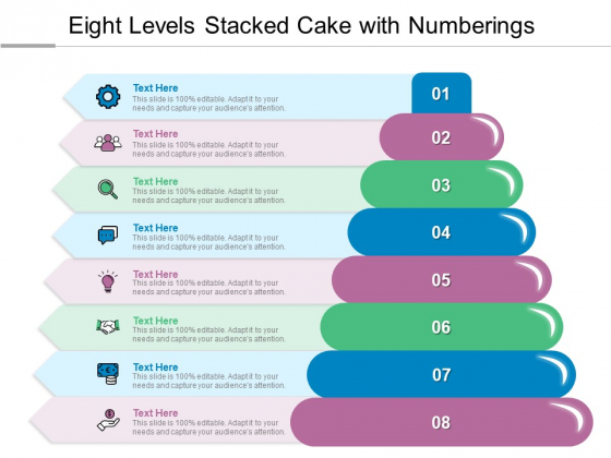Eight Levels Stacked Cake With Numberings Ppt PowerPoint Presentation Summary Portrait PDF