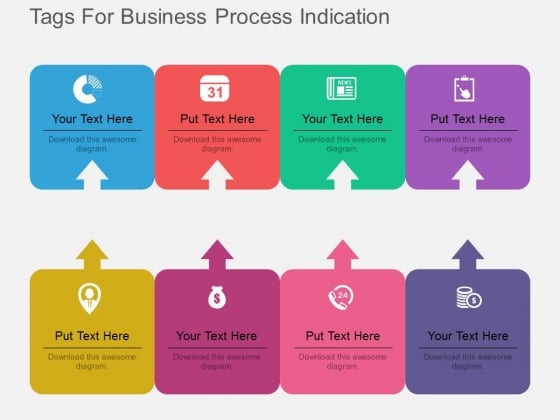 Eight Tags For Business Process Indication Powerpoint Template
