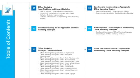 Elaborative Summary Of Different Offline Marketing Methods Table Of Contents Summary PDF