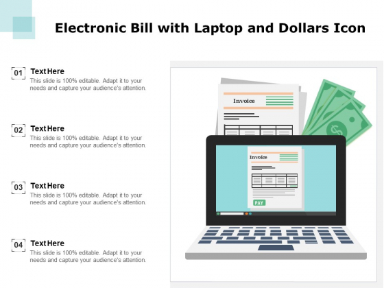 Electronic Bill With Laptop And Dollars Icon Ppt PowerPoint Presentation Topics PDF