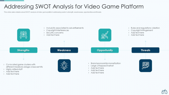 Electronic Game Pitch Deck Addressing SWOT Analysis For Video Game Platform Demonstration PDF Electronic Game Pitch Deck Addressing SWOT Analysis For Video Game Platform Demonstration PDF
