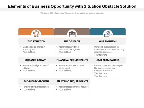 Elements Of Business Opportunity With Situation Obstacle Solution Ppt PowerPoint Presentation Pictures Design Inspiration Elements Of Business Opportunity With Situation Obstacle Solution Ppt PowerPoint Presentation Pictures Design Inspiration