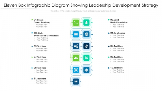 Eleven Box Infographic Diagram Showing Leadership Development Strategy Ppt PowerPoint Presentation File Outfit PDF