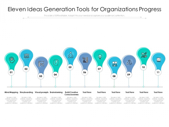 Eleven Ideas Generation Tools For Organizations Progress Ppt PowerPoint Presentation Portfolio Files PDF