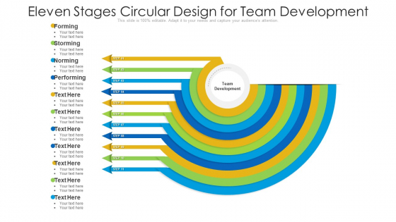 Eleven Stages Circular Design For Team Development Ppt PowerPoint Presentation Gallery Elements PDF
