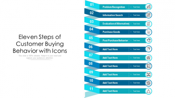 Eleven Steps Of Customer Buying Behavior With Icons Ppt PowerPoint Presentation File Layouts PDF