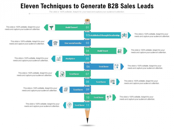 Eleven Techniques To Generate B2B Sales Leads Ppt PowerPoint Presentation Inspiration Icon PDF