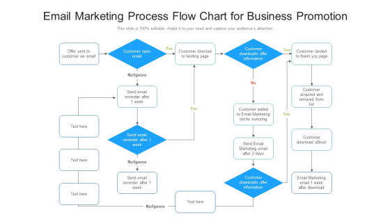 Email Marketing Process Flow Chart For Business Promotion Ppt Styles Sample PDF