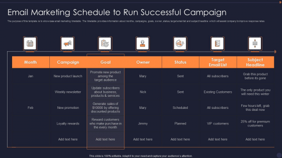 Email Marketing Schedule To Run Successful Campaign Demonstration PDF