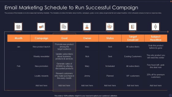 Email Marketing Schedule To Run Successful Campaign Demonstration PDF Email Marketing Schedule To Run Successful Campaign Demonstration PDF