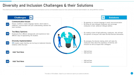 Embed Diversity And Inclusion Diversity And Inclusion Challenges And Their Solutions Brochure PDF