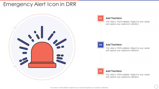 Emergency Alert Icon In DRR Ppt Background PDF