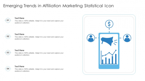 Emerging Trends In Affiliation Marketing Statistical Icon Slides PDF