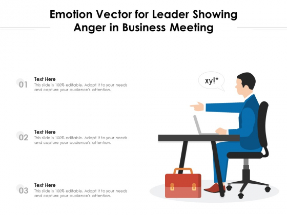Emotion Vector For Leader Showing Anger In Business Meeting Ppt PowerPoint Presentation File Guidelines PDF