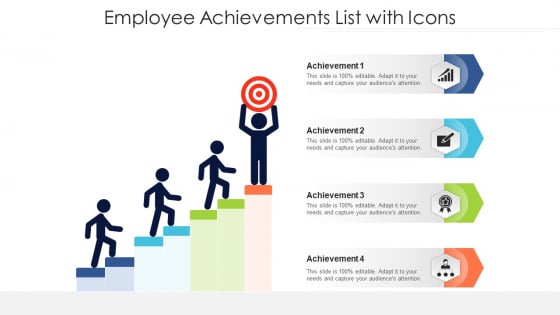 Employee Achievements List With Icons Ppt Professional Design Inspiration PDF